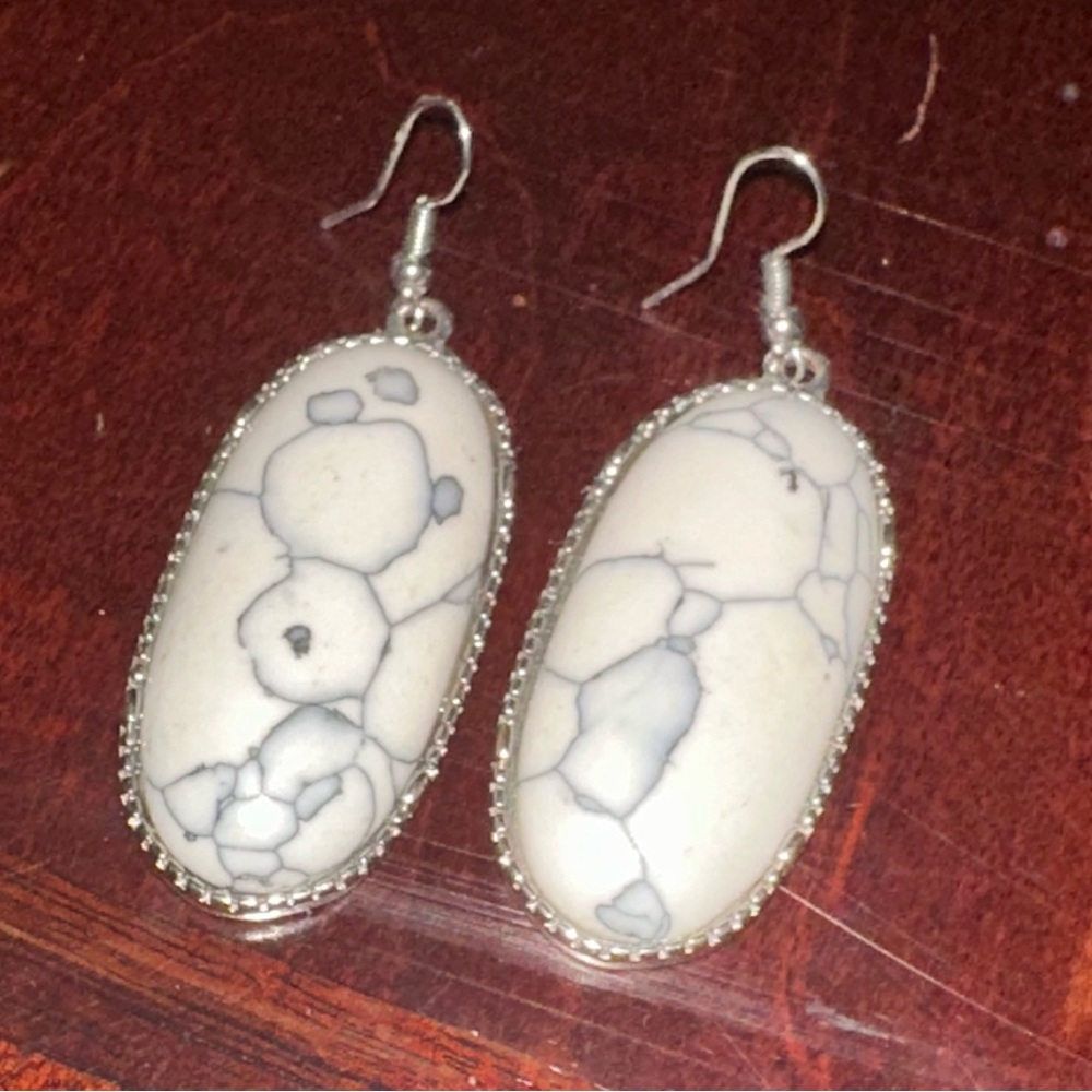 faux white marble statement earrings